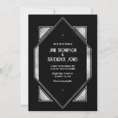 Invitation Modern Black & Silver Gatsby Art Deco Wedding (Devant)