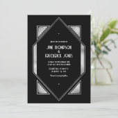 Invitation Modern Black & Silver Gatsby Art Deco Wedding (Debout devant)