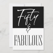 Invitation Modern Black White Fifty & Fabulous Birthday (Devant)