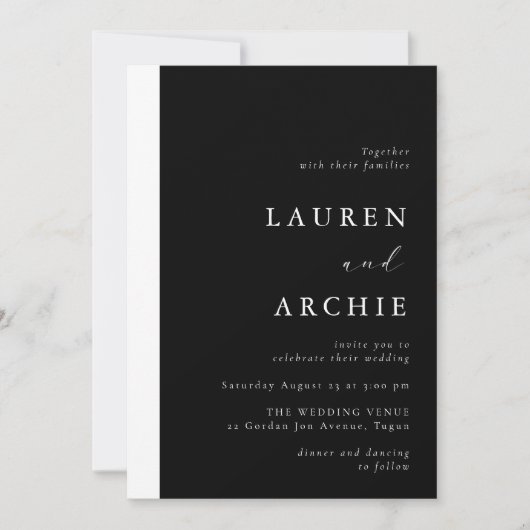 Invitation Modern Black & White Minimal Wedding (Devant)