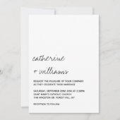 Invitation Modern Black & White Minimalist Script Wedding (Devant)