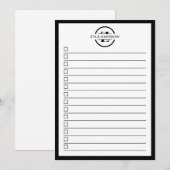 Invitation Modern Black White Monogram Name To Do List (Devant / Derrière)