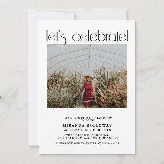 Invitation Modern Black/White Photo Class of 2026 Graduation (Dos)