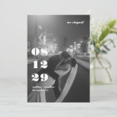 Invitation Modern Black White Retro Wedding Elopement Party (Debout devant)