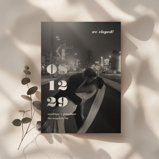 Invitation Modern Black White Retro Wedding Elopement Party