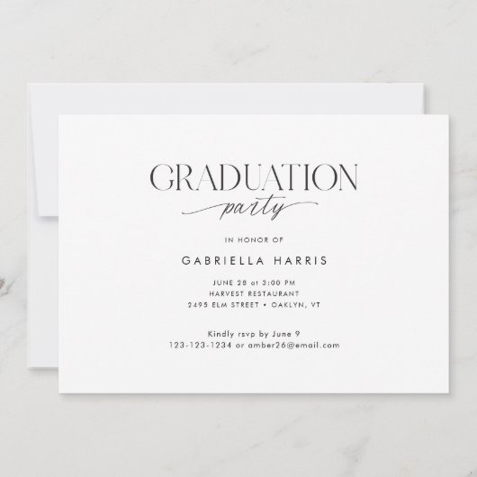 Invitation Modern Black + White Script 2026 Graduation (Dos)