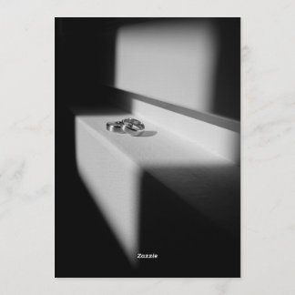 Invitation Modern Black & White Shadow Rings Engagement