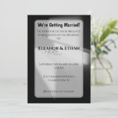 Invitation Modern Black & White Shadow Rings Engagement (Debout devant)