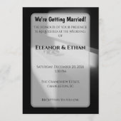 Invitation Modern Black & White Shadow Rings Engagement (Devant)