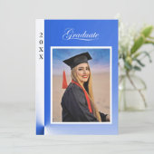 Invitation Modern Blue Abstract Grad Announcement with photo (Debout devant)