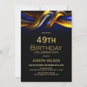 Invitation Modern Blue and Gold Any Age Birthday Party (Devant)