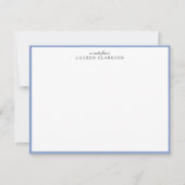 Invitation Modern Blue Border Personalized Note Card (Devant)