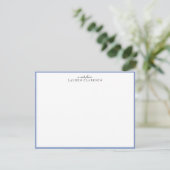 Invitation Modern Blue Border Personalized Note Card (Debout devant)