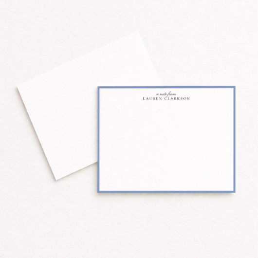 Invitation Modern Blue Border Personalized Note Card