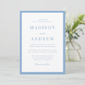 Invitation Modern Blue Border Photo Wedding (Debout devant)