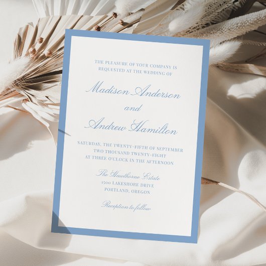 Invitation Modern Blue Border Wedding