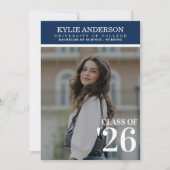 Invitation Modern Blue College Graduation Senior Photo (Devant)