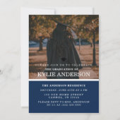 Invitation Modern Blue College Graduation Senior Photo (Dos)