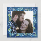 Invitation Modern Blue Hydrangeas Stripe Photo Wedding (Dos)