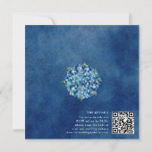 Invitation Modern Blue Hydrangeas Stripe RSVP QR Code Wedding (Dos)