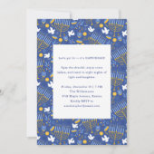Invitation Modern Blue Menorah Dreidel Festive Hanukkah Party (Devant)