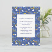 Invitation Modern Blue Menorah Dreidel Festive Hanukkah Party (Debout devant)
