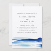 Invitation Modern Blue Ocean Watercolor Wedding (Devant)