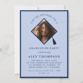 Invitation Modern Blue Photo Frame Graduation Party (Devant)
