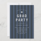 Invitation Modern Blue Sporty Stripes Graduation Party (Devant)