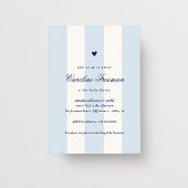 Invitation Modern Blue Stripe Heart Valentine Baby Shower
