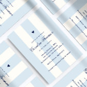 Invitation Modern Blue Stripe Heart Valentine Baby Shower