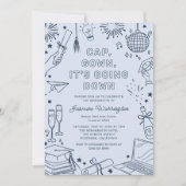 Invitation Modern Blue Whimsical Doodle Graduation (Devant)