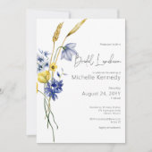 Invitation Modern Blue & Yellow Wildflowers Bridal Luncheon (Devant)