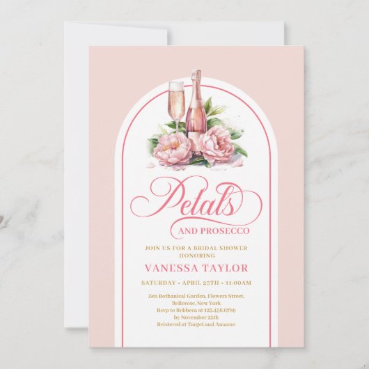 Invitation Modern blush and gold bridal shower invite arch (Devant)