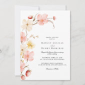 Invitation Modern Blush Floral QR Code All In One Wedding (Devant)