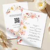 Invitation Modern Blush Floral QR Code All In One Wedding