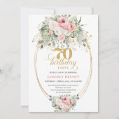 Invitation Modern Blush Floral Template 70th Birthday Invitat (Devant)