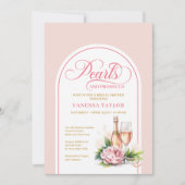 Invitation Modern Blush Gold Pearls and Prosecco Shower Card (Devant)