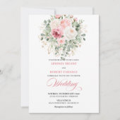 Invitation Modern Blush Peonies Gold Glitter Wedding Invite (Devant)