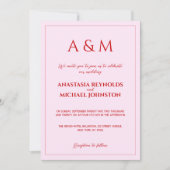 Invitation Modern blush pink and red minimalist wedding (Devant)