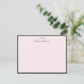 Invitation Modern Blush Pink Black Frame Note Card (Debout devant)