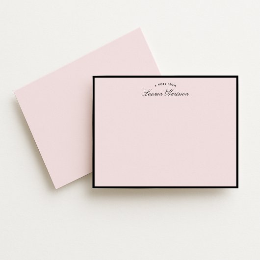 Invitation Modern Blush Pink Black Frame Note Card