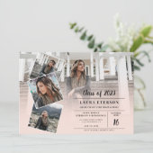 Invitation Modern blush pink minimalist photo graduation (Debout devant)