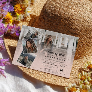 Invitation Modern blush pink minimalist photo graduation