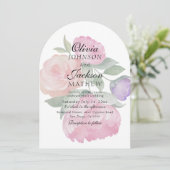 Invitation Modern Blush Pink Watercolor Floral Wedding (Debout devant)