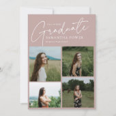 Invitation Modern Blush Rose 10 Photos Graduation Party (Devant)