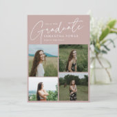 Invitation Modern Blush Rose 10 Photos Graduation Party (Debout devant)