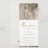 INVITATION MODERN BLUSH ROSE GOLD AGATE SAVE THE DATE (Devant / Derrière)