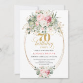 Invitation Modern Blush Roses Greenery 70th Birthday Invite (Devant)