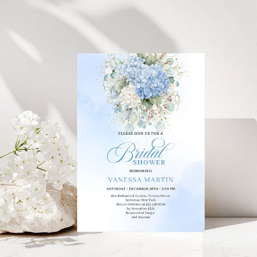 Invitation Modern Bohemian Blue Floral Bridal Shower Invite
